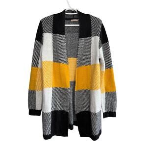 Esqualo plaid long line open front‎ cardigan womens large shabby boho chic cozy